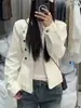 Jaqueta elegante estilo retrô com gola alta para mulheres, nova versão coreana para o início do outono de 2026, jaqueta versátil casual solta com zíper
