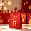 Caixa de doces de casamento de luxo, nicho, estilo chinês, presente de casamento e noivado, caixa de doces de casamento 3D com carimbo dourado