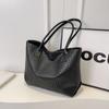Bolsa Tote Comutadora de Grande Capacidade Estilo Coreano, Bolsa de Ombro Fashion de Nicho com Textura em Relevo para Trabalho, Bolsa Simples de Mão/Axila