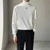 Suéter de gola alta masculina outono e inverno estilo coreano folgado cor sólida manga longa suéter de baixo
