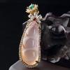 Colgante con incrustaciones de calcedonia de hielo alto, ágata verde, Buda Guanyin, hoja de jade, cloisonné, suministro de estudio en vivo, entrega de una sola pieza