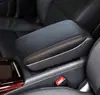Adecuado para 05-11 Audi A6L Cubierta de la Caja del Reposabrazos Central, Cubierta Protectora de Cuero de Microfibra Genuino, Palanca de Cambios de Cuero Negro con Costuras Negras