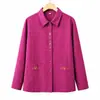 Camisa de mãe, novo estilo primavera e outono, blusa cardigã 100% algodão, camisa da moda para mulheres de meia-idade e idosas, conjunto de tamanho grande para vovó