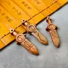 Escultura Antiga em Madeira de Pessegueiro Espada Tai Chi Sete Estrelas Pingente DIY, Ornamento Artesanal Estilo Taoísta, Colar, Pingente para Bolsa
