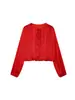 Moda Marca Z Transfronteriza Satén de Seda Ropa para Mujer Estilo de Venta Caliente Aliexpress Camisa Texturizada Estilo Europeo y Americano Globo Rojo Dulce Za