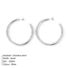 Pendientes de Aro Abierto de Acero Inoxidable Estilo Europeo y Americano para Mujer, Diseño de Tubo Grueso de Alta Gama, Simples y Versátiles, Pendientes que No se Desvanecen, Al por Mayor en Stock