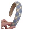 Banda para el cabello azul con etiqueta dorada para mujer, nuevo estilo 2024, diadema de champú de alta presión craneal superior, accesorio para el cabello con tarjeta para combinar con todo.