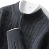 Suéter de punto liso de cuello medio alto, nuevo suéter de cachemira para otoño e invierno, suéter de punto trenzado cálido de manga larga con cuello alto
