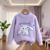 Suéter de Inverno para Meninas Novo Outono e Inverno Veludo de Visão Tricô Desenho Cão Yugui Crianças Grandes Camisa Básica Tendência