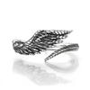 Anillo de alas de ángel de plata tailandesa con alas de guardián para hombre y mujer, moderno anillo de plumas vintage de nicho para pareja, anillo abierto.