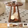 Mesa de Café Pequeña de Madera Maciza de Lujo Ligero Seleccionada Cuidadosamente, Mesa Auxiliar Pequeña, Mesa Pequeña de Almacenamiento, Mesa Pequeña para Apartamentos Pequeños, Mesa de Reuniones para Sala de Estar, Mesa Redonda Pequeña de Ocio