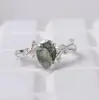 Fábrica Transfronteriza Hong Kong-Di Moda Europea y Americana Simple Musgo Verde Planta Acuática Anillo de Ágata Nicho Creativo Fresco Dulce Joyería