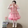 Suéter de Conejito Estilo Coreano para Niñas Vestido de Dos Piezas Primavera y Otoño 2026 Nuevo Conjunto Elegante para Niñas Pequeñas