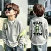 Camiseta de Manga Larga Elegante Estilo Coreano de Punto Waffle para Niños, Nueva Moda de Primavera y Otoño, Camisa Básica Casual Dos en Uno para Niños Mayores