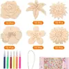 60 flores de madera sin terminar ahuecadas forma de flor de 8 cm graffiti infantil pequeños regalos adornos colgantes navideños