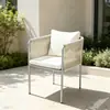 Silla de ratán para patio exterior, mesa y sillas de ocio, balcón al aire libre de jardín para el hogar, silla creativa con respaldo de cuerda para casa de huéspedes, mesa de café pequeña
