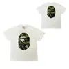 Camiseta Manga Curta da Marca Japonesa Tendência Bape com Estampa Camuflada de Macaco Dormindo e Cabeça de Macaco, Camiseta de Verão para Casais, Camiseta Curta Casual Esportiva de Meia Manga