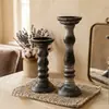 País Americano Simples Retrô Coluna Romana Castiçal de Madeira Decoração Ornamento Banquete Mesa de Jantar Ornamento Adereço de Foto