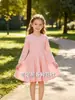 Nueva colección otoño 2026: Vestido infantil de estampado a cuadros estilo TikTok, disponible ahora, estilo Temu, vestido casual de manga larga europeo y americano