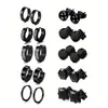 Pendientes redondos populares transfronterizos, ear cuffs de barra, tachuelas cuadradas, ear cuffs de acero inoxidable para hombre, pendientes de piercing negros