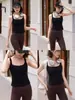 Nuevo top camisola de encaje y retazos para otoño e invierno para mujer con copas fijas incorporadas, no necesita usar sujetador, adecuado como capa base