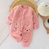 Ropa siamesa para bebé, primavera, otoño e invierno, algodón, abrigada, mono, ropa de escalada gruesa para bebé