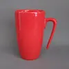 Taza de Cerámica con Asa en Forma de 7, Asa de Forma Especial, Taza de Cerámica Grande con Esmalte Rojo, Taza de Cerámica Lipton Bala