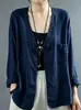 Jaqueta Cardigan Estilo Linho Japonês Feminina Solta Tamanho Grande Fina Camada Externa Top de Algodão e Linho Casual Versátil Três Botões