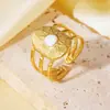 Anillo de Piedra Natural Europeo y Americano Unisex Moda Diseño de Nicho Acero de Titanio Colorido Resistente al Agua PVD Anillo Abierto