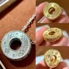 Estilo Indiferente moneda de cobre lingote forma geométrica redonda acabado cepillado destello diamante rosquilla colgante collar unisex estilo versátil