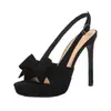 Zapatos de Tacón Alto con Lazo Estilo Dulce para Mujer, Mostrando Piernas Largas, Tacones Finos, Plataforma Impermeable, Punta Abierta, Sandalias Versátiles, Tacones Súper Altos
