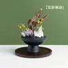Adorno de Planta en Maceta de Aromaterapia con Cristal Natural, Piedra Difusora de Piedra Bruta de Cristal, Maceta de Cerámica, Adorno de Mesa para Sala de Estar Estilo Zen de Madera Maciza