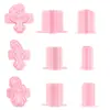 Formas de pirulito da série Pikmin com designs 3D de Pikmins rosa, azul e vermelho, várias formas, bolos impressos DIY realistas