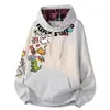 Sudaderas con capucha básicas, holgadas, estilo americano, estampados de dibujos animados, forro polar y tela engrosada, al por mayor, disponibles para hombres y mujeres, adecuadas para otoño e invierno