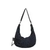 Bolsa de Nylon de Lunares tipo Dumpling, Gran Capacidad, Adecuada para la Escuela y el Viaje Diario, Bolso Cruzado de un Solo Hombro, Bolso Nube Plegado con Cordón, Bolso Nube