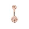 Anillo de ombligo de oro rosa con bola de diamante y doble cabeza Shambhala, muy popular en Europa y Estados Unidos, chapado en acero inoxidable, joyería antiperforación.