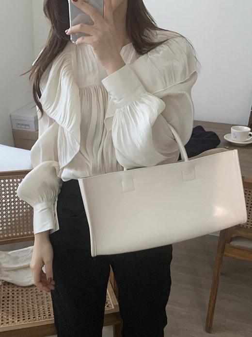 商品详情图_现货chic春季荷叶边衬衫