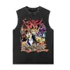 Camisa sem mangas masculina com estampa de Anime Yu-Gi-Oh!, Colete casual de verão, Camiseta fitness feminina lavada retrô
