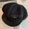 Boina de Mezclilla Lavada Minimalista Estilo Japonés para Mujer, Uso Diario Artístico, Sensación de Alta Gama, Circunferencia de Cabeza Grande, Sombrero Octogonal de Pintor Nube
