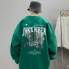Moletom Americano de gola redonda e manga longa para homens, marca da moda outonal com estampa de letras, preto de peso pesado, peça de outer wear legal e estilosa para adolescentes