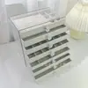 Nova Caixa de Joias de Flanela Tipo Gaveta PET de 7 Camadas Rack de Armazenamento para Brincos Pulseiras Caixa de Exibição Multicamadas para Joias