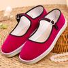Sapatos de Pano de Pequim de Primavera e Outono Espessos com Sola de Mil Camadas de Veludo Cotelê Floral Sapatos de Pano com Costura e Fivela de Uma Linha Sapatos de Algodão Femininos