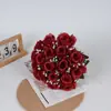 Ramo de Flores Artificiales Transfronterizo con 18 Rosas, Flores de Mano para Novia, Decoración de Boda, Flores para Pasillo, Flores de Seda, Flores Artificiales
