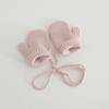 Guantes de Punto para Niños Estilo Ins de Invierno Color Crema Bordado de Corazón Manoplas de Lana para Bebé de Cuello Halter