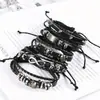 Pulsera de cuero con calavera de aleación estilo punk para hombre, juego de pulseras, superventas a largo plazo en Amazon, joyería retro europea y americana para hombre