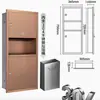 Caja de Papel Larga Empotrada en la Pared para Baño Hotel Acero Inoxidable Portarrollos de Papel de Cocina Tres en Uno con Cubo de Basura y Dispensador de Pañuelos