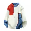 Otoño Invierno 2026 Suéter de Punto con Bloques de Color Patchwork para Hombre Estilo Holgado Ropa de Punto Retro Ropa de Punto de Moda Ropa de Abrigo
