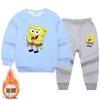 Conjunto de Suéter Forrado de Polar para Niños y Niñas Otoño e Invierno 2023 Algodón para Niños Top Holgado Pantalones Conjunto Casual de Dos Piezas