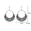 Pendientes Vintage de Turquesa en Forma de Lágrima para Mujer, Diseño Ins con Toque Étnico, Pendientes Largos Exagerados con Personalidad, Suministro Transfronterizo de Moda