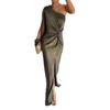 Otoño Transfronterizo para Mujer Amazon Más Vendido Nuevo Color Sólido Moda Una Pieza Falda Larga Vestido Elegante de Fiesta Vestido